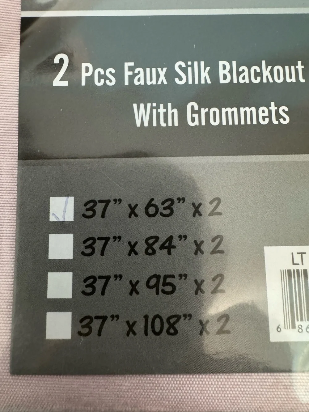 K86 TWO Piece Faux Silk Blackout Curtains With Grommets in Light Pink 37” x 63”